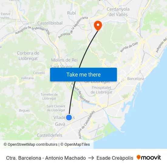 Ctra. Barcelona - Antonio Machado to Esade Creàpolis map