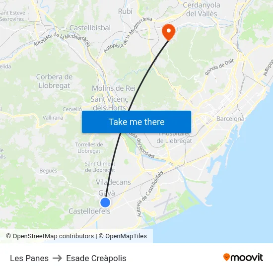 Les Panes to Esade Creàpolis map