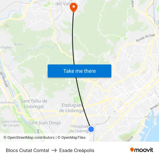 Blocs Ciutat Comtal to Esade Creàpolis map