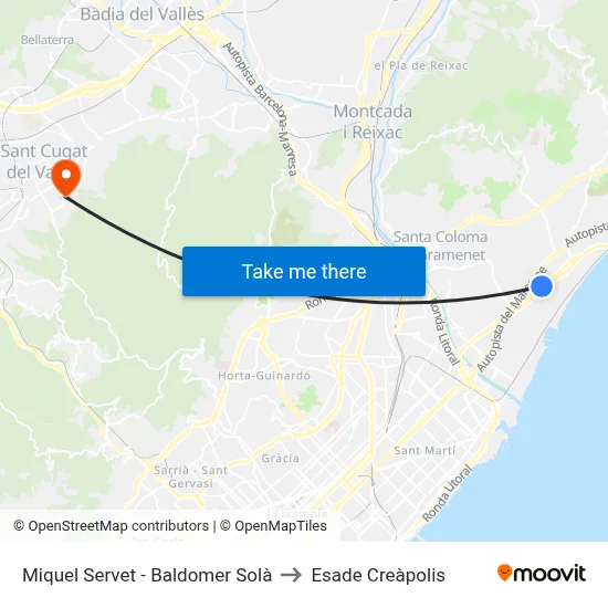 Miquel Servet - Baldomer Solà to Esade Creàpolis map