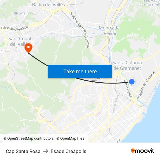 Cap Santa Rosa to Esade Creàpolis map