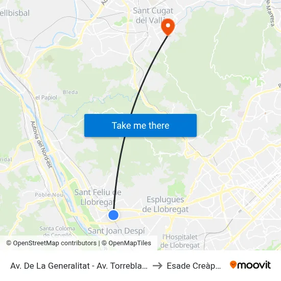 Av. De La Generalitat - Av. Torreblanca to Esade Creàpolis map