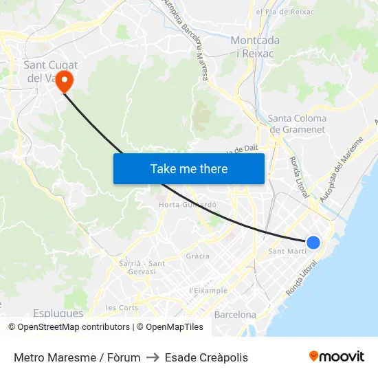 Metro Maresme / Fòrum to Esade Creàpolis map