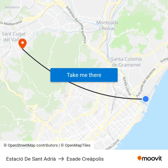 Estació De Sant Adrià to Esade Creàpolis map