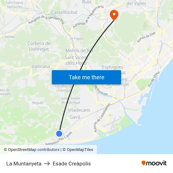 La Muntanyeta to Esade Creàpolis map