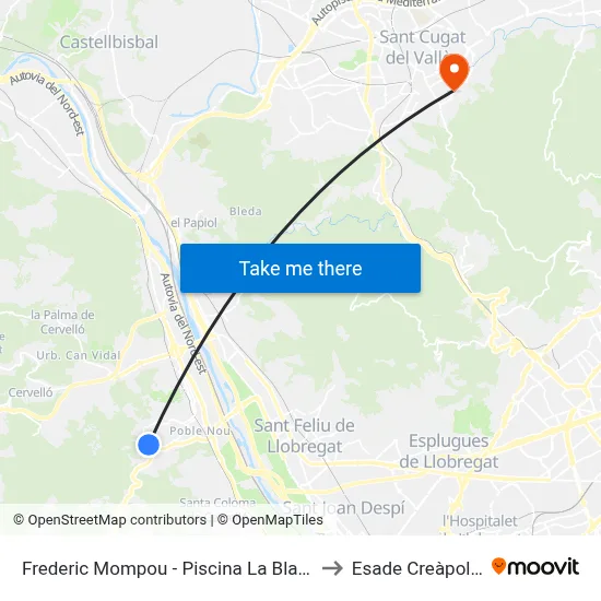 Frederic Mompou - Piscina La Blava to Esade Creàpolis map