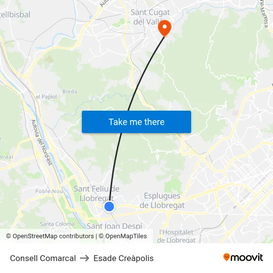 Consell Comarcal to Esade Creàpolis map