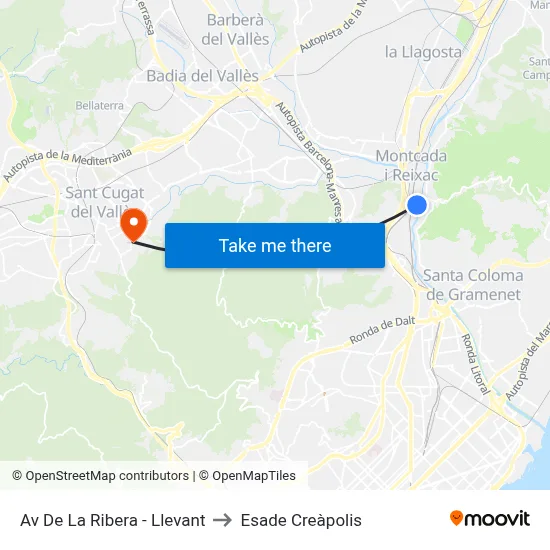 Av De La Ribera - Llevant to Esade Creàpolis map