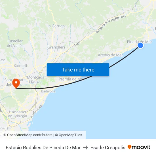 Estació Rodalies De Pineda De Mar to Esade Creàpolis map