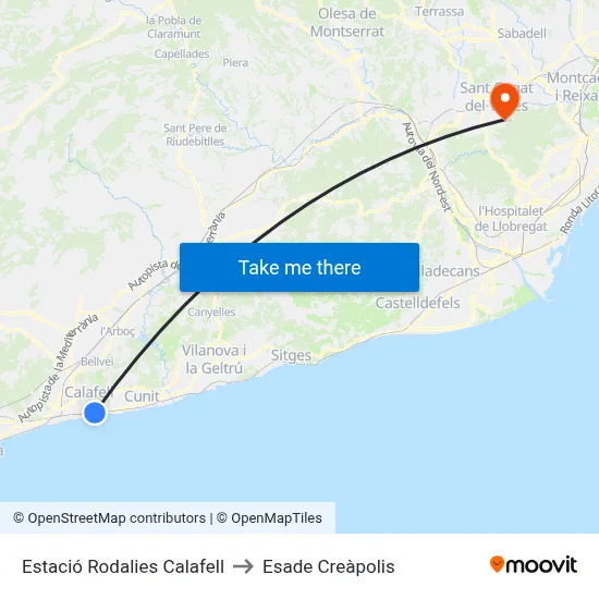 Estació Rodalies Calafell to Esade Creàpolis map