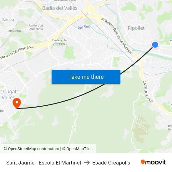 Sant Jaume - Escola El Martinet to Esade Creàpolis map
