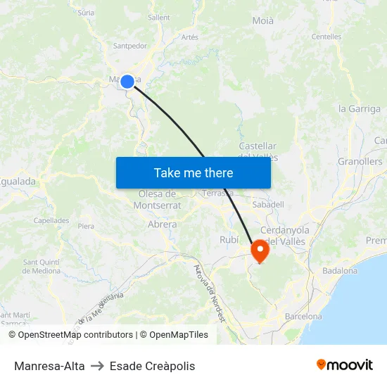 Manresa-Alta to Esade Creàpolis map
