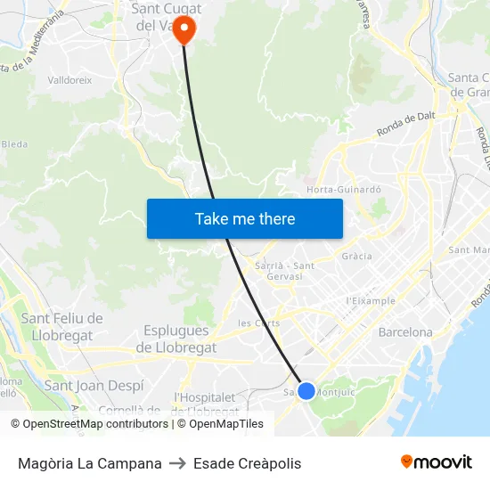 Magòria La Campana to Esade Creàpolis map