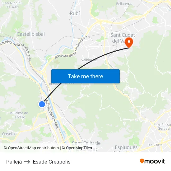 Pallejà to Esade Creàpolis map