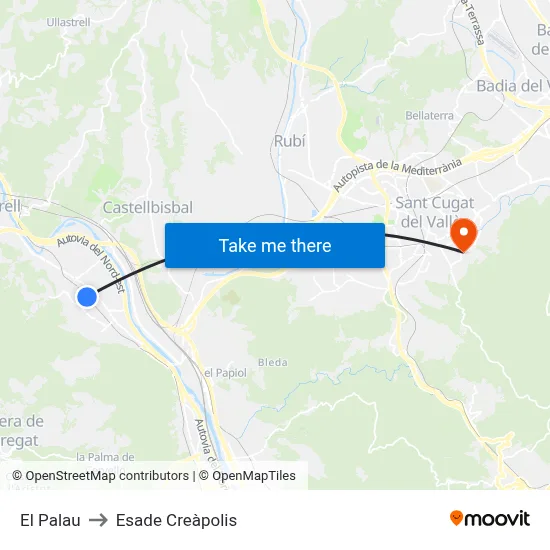 El Palau to Esade Creàpolis map