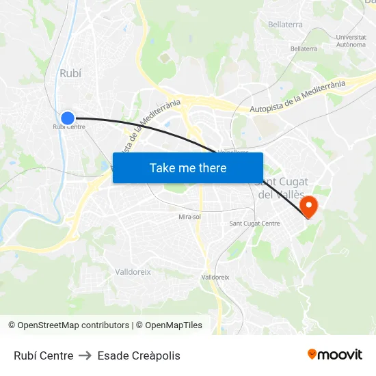 Rubí Centre to Esade Creàpolis map