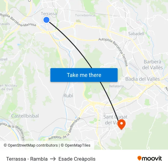 Terrassa - Rambla to Esade Creàpolis map