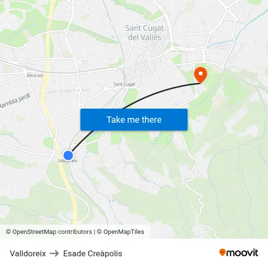Valldoreix to Esade Creàpolis map