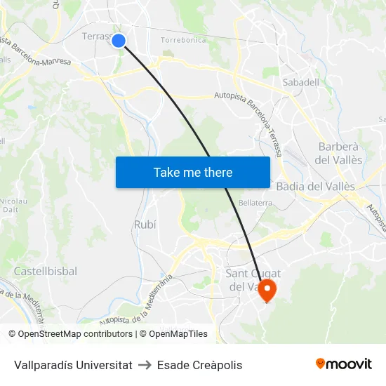 Vallparadís Universitat to Esade Creàpolis map