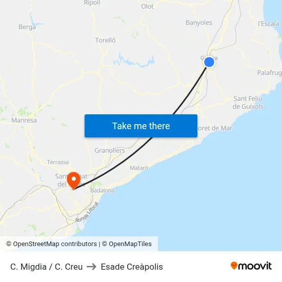 C. Migdia / C. Creu to Esade Creàpolis map