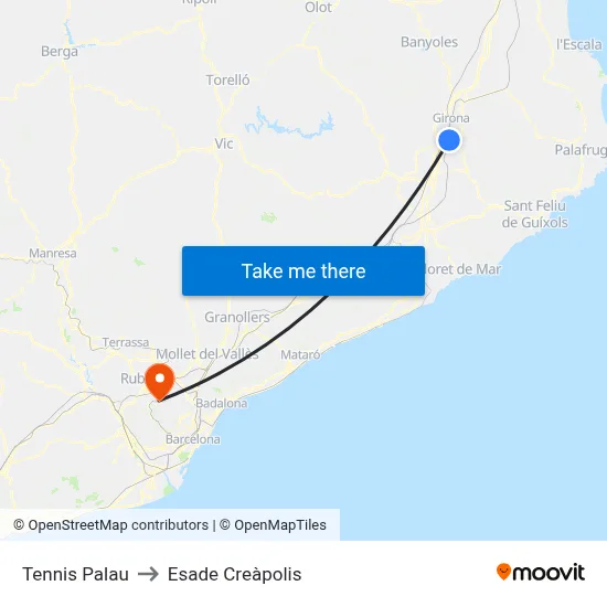 Tennis Palau to Esade Creàpolis map