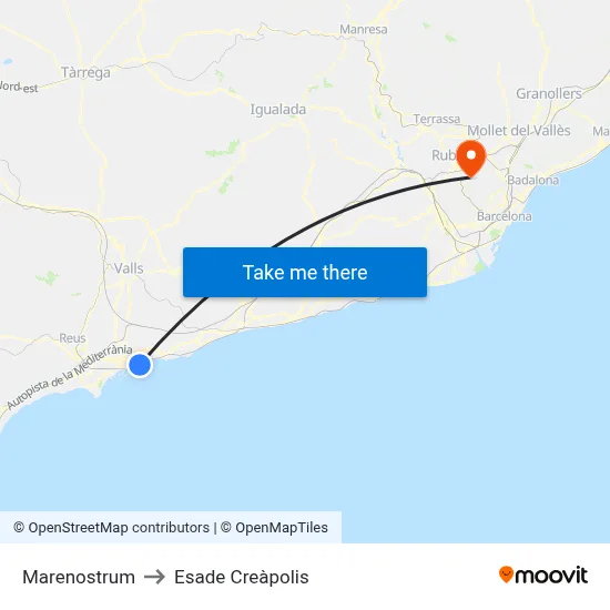 Marenostrum to Esade Creàpolis map