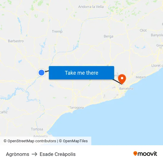 Agrònoms to Esade Creàpolis map