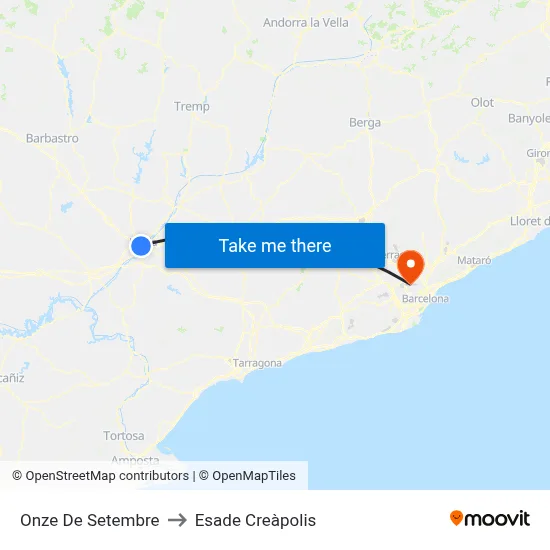 Onze De Setembre to Esade Creàpolis map