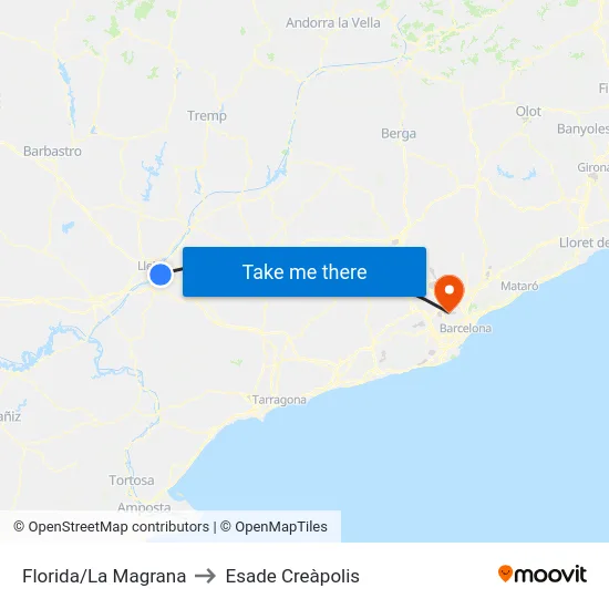Florida/La Magrana to Esade Creàpolis map