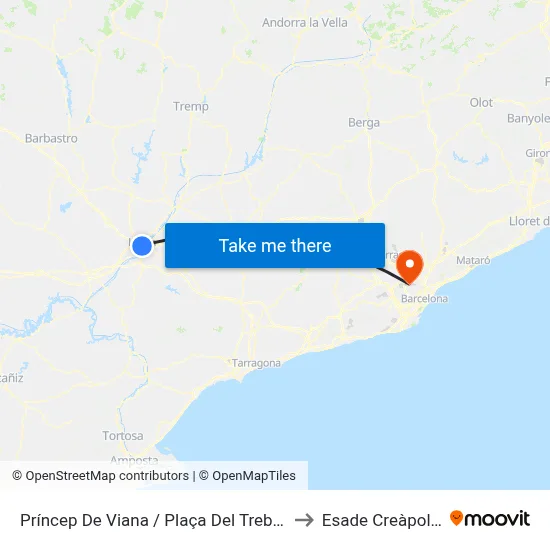 Príncep De Viana / Plaça Del Treball to Esade Creàpolis map