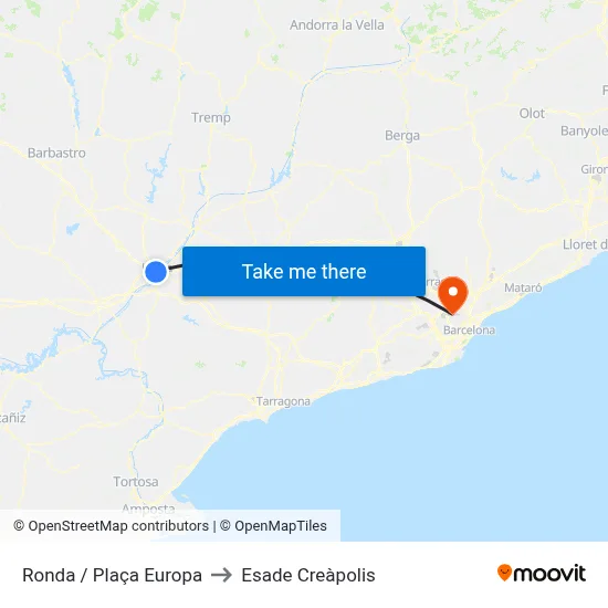 Ronda / Plaça Europa to Esade Creàpolis map