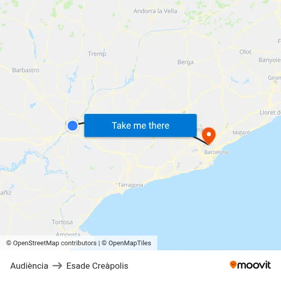 Audiència to Esade Creàpolis map