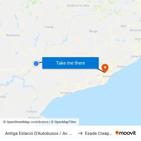 Antiga Estació D'Autobusos / Av. Madrid to Esade Creàpolis map