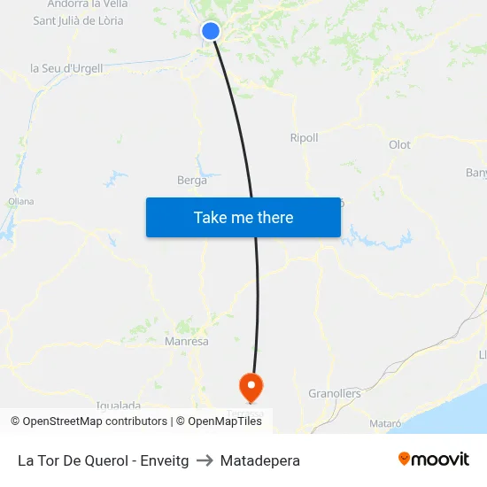 La Tor De Querol - Enveitg to Matadepera map