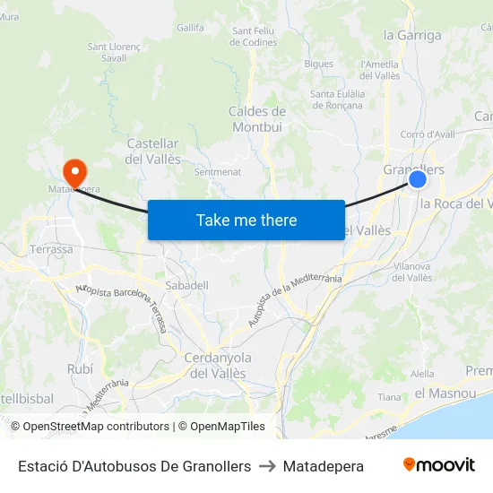 Estació D'Autobusos De Granollers to Matadepera map