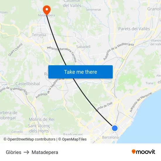 Glòries to Matadepera map