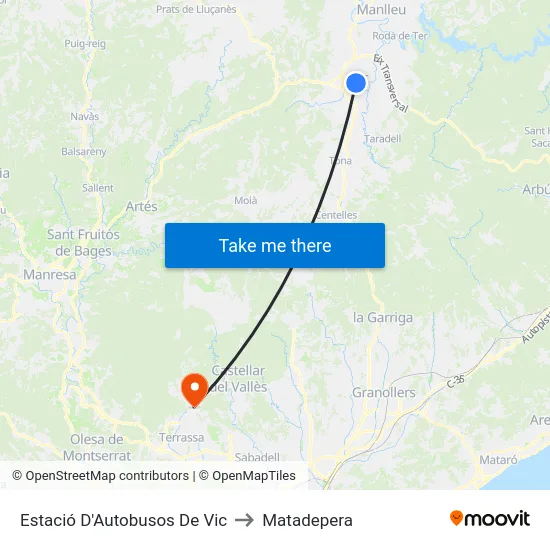 Estació D'Autobusos De Vic to Matadepera map