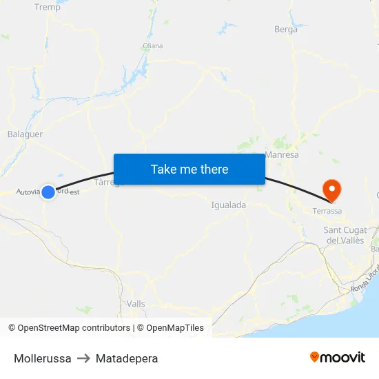 Mollerussa to Matadepera map