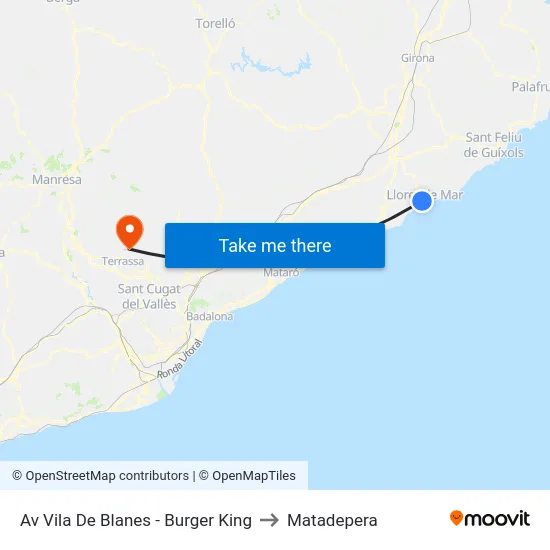 Av Vila De Blanes - Burger King to Matadepera map
