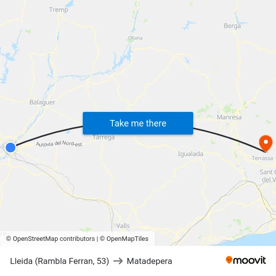 Lleida (Rambla Ferran, 53) to Matadepera map