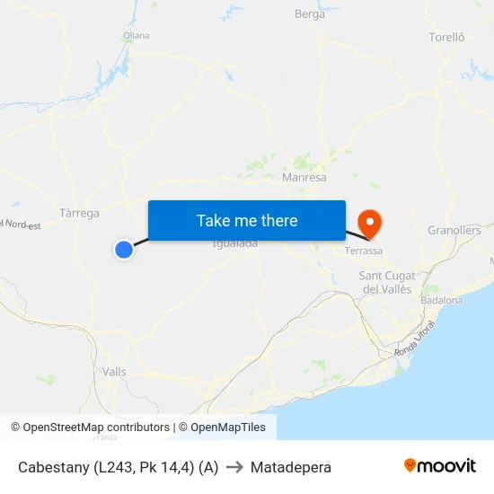 Cabestany (L243, Pk 14,4) (A) to Matadepera map