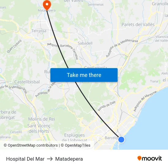 Hospital Del Mar to Matadepera map
