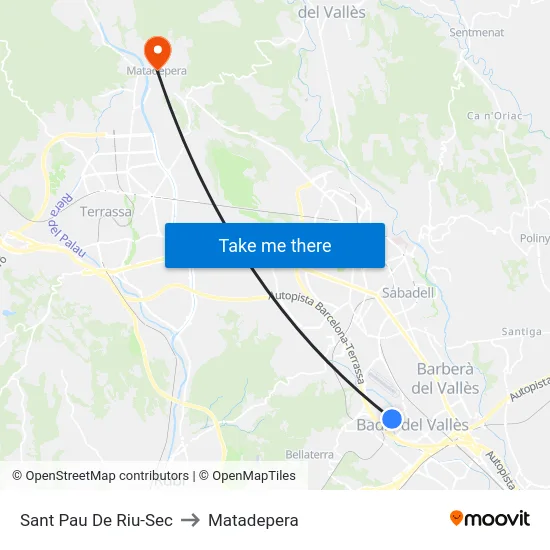 Sant Pau De Riu-Sec to Matadepera map