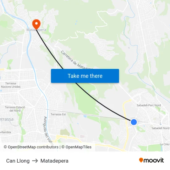 Can Llong to Matadepera map