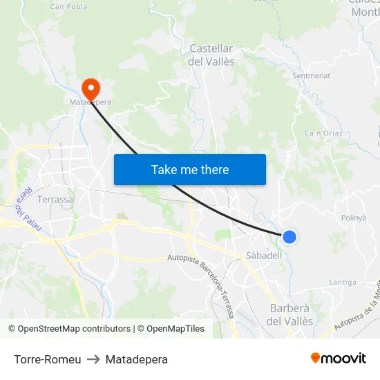 Torre-Romeu to Matadepera map