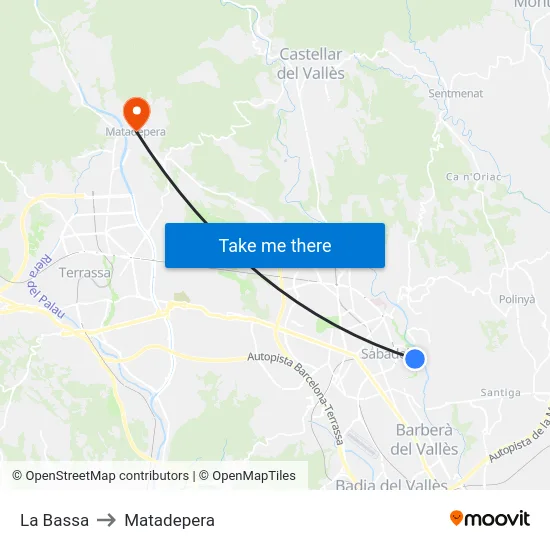La Bassa to Matadepera map
