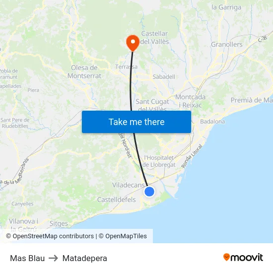 Mas Blau to Matadepera map