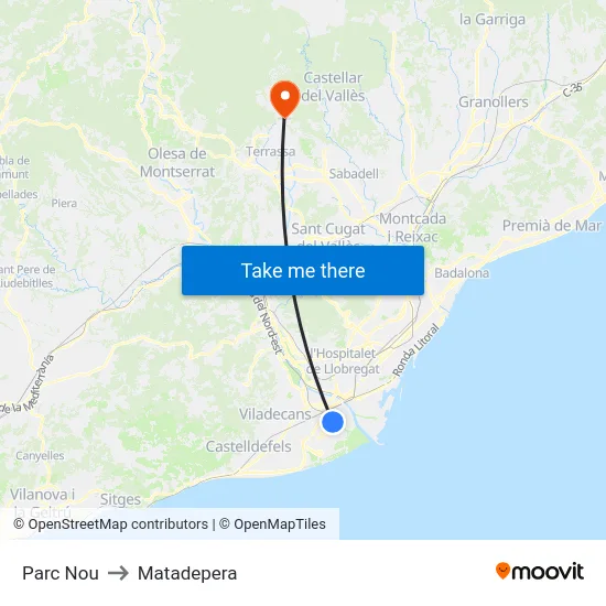 Parc Nou to Matadepera map