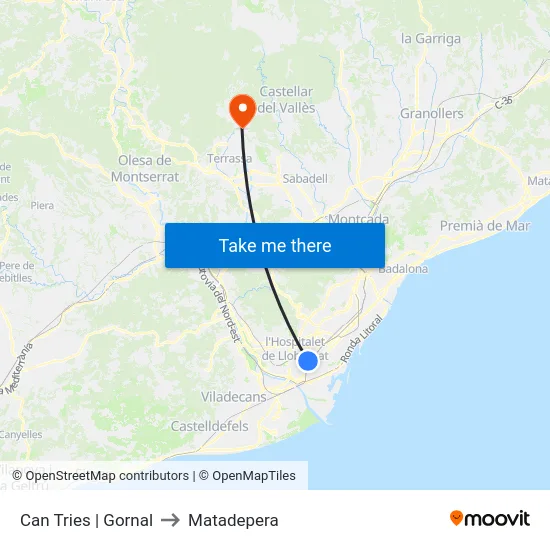Can Tries | Gornal to Matadepera map