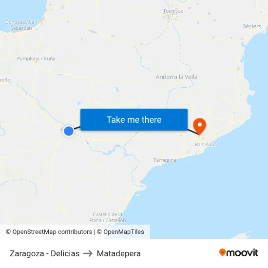 Zaragoza - Delicias to Matadepera map